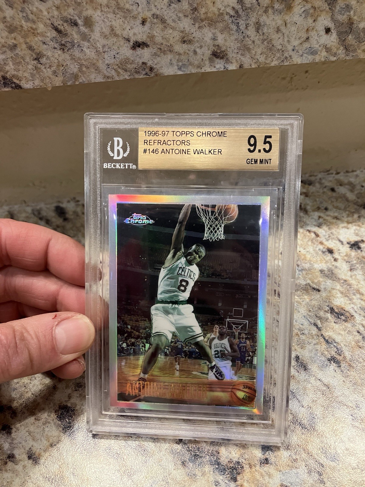 1996-97 Antoine Walker Topps Chrome Refractor Rookie Card BGS 9.5!