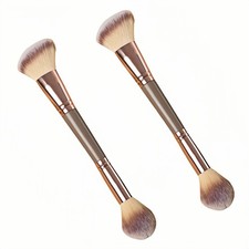 2-in-1 Dual-Ended Makeup Brush for Foundation, Concealer  Powder   Brown