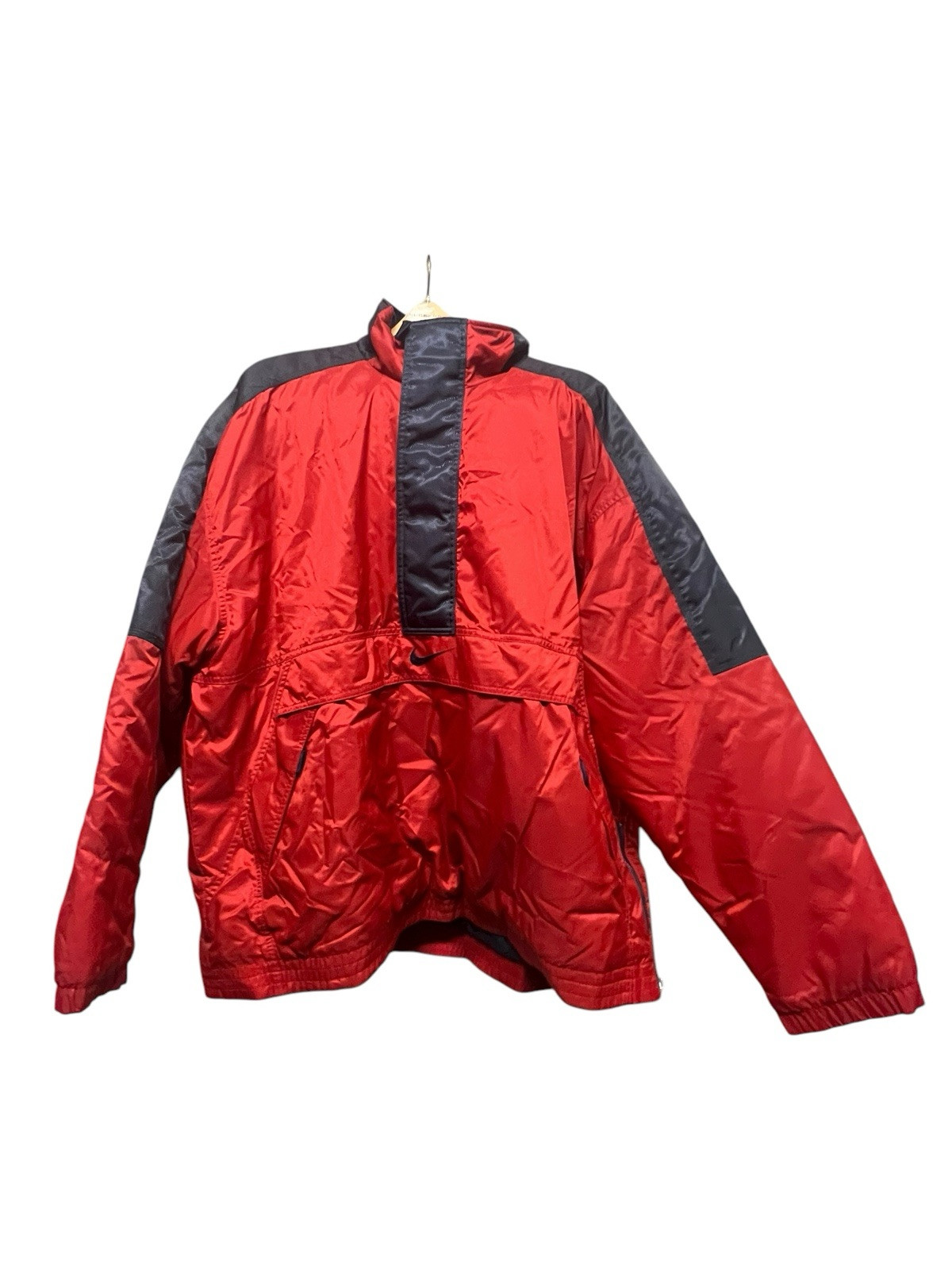 Vintage 90s Nike Jacket Mens XL Center Swoosh 1/2 Zip Red Pullover