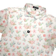 Bad Birdie Polo Shirt Mens L Multicolor Floral Cactus Golf Performance Top