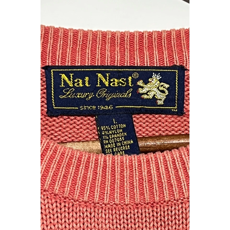Nat Nast Luxury Originals Men's Coral Cotton Long Sleeve Pullover Sweater Large - Image 4 of 4