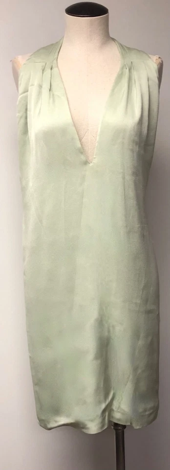 MINI VESTIDO SIN TIRANTES PHILLIP LIM 3.1 CRAPE SATINADO HALTER VERDE PISTACHO PASTEL TALLA 4 Foto 2 de 4