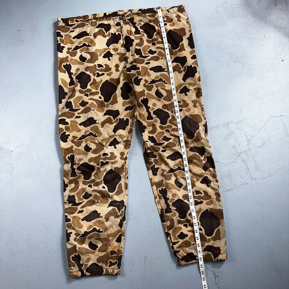 Columbia 1970s VTG Mens Size Large Duck Camo Nylon Rain Pants 70s Rare Black - Image 2 of 4