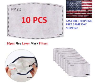 [5 PCS] 100% Cotton Valve Black/White Face Mask with 5 FREE Filters Reusable 
