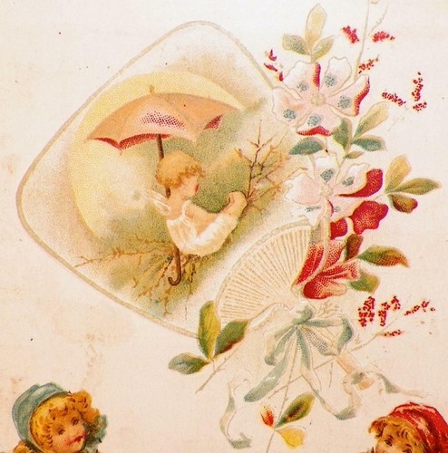 Victorian Trade Card Lion Coffee Woolson Spice Co Children Holly Die Cut #3 - Picture 2 of 4