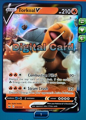 Torkoal V 024/202- Pokemon Card - TCG Online Digital Fast Trade | eBay
