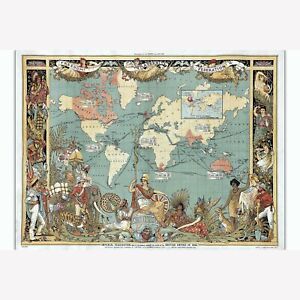Poster Picture Print Earth Britannia Art Vintage Style Map of Great Britain