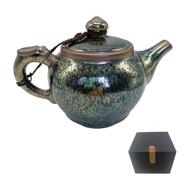 303 Tenmokus Tea Pot w/Infuser Hole 12.17oz High-end Jianzhan Teapot Oil Spot