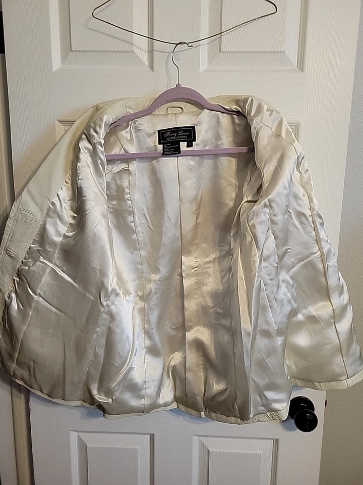 Chaqueta para mujer Terry Lewis Classic Luxuries S marfil crema 100 % cuero genuino Foto 4 de 4