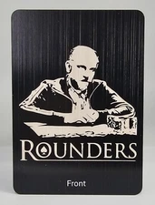1x POKER SIZE Cut Card Black Rounders Design Brushed Aluminum Lightweight
