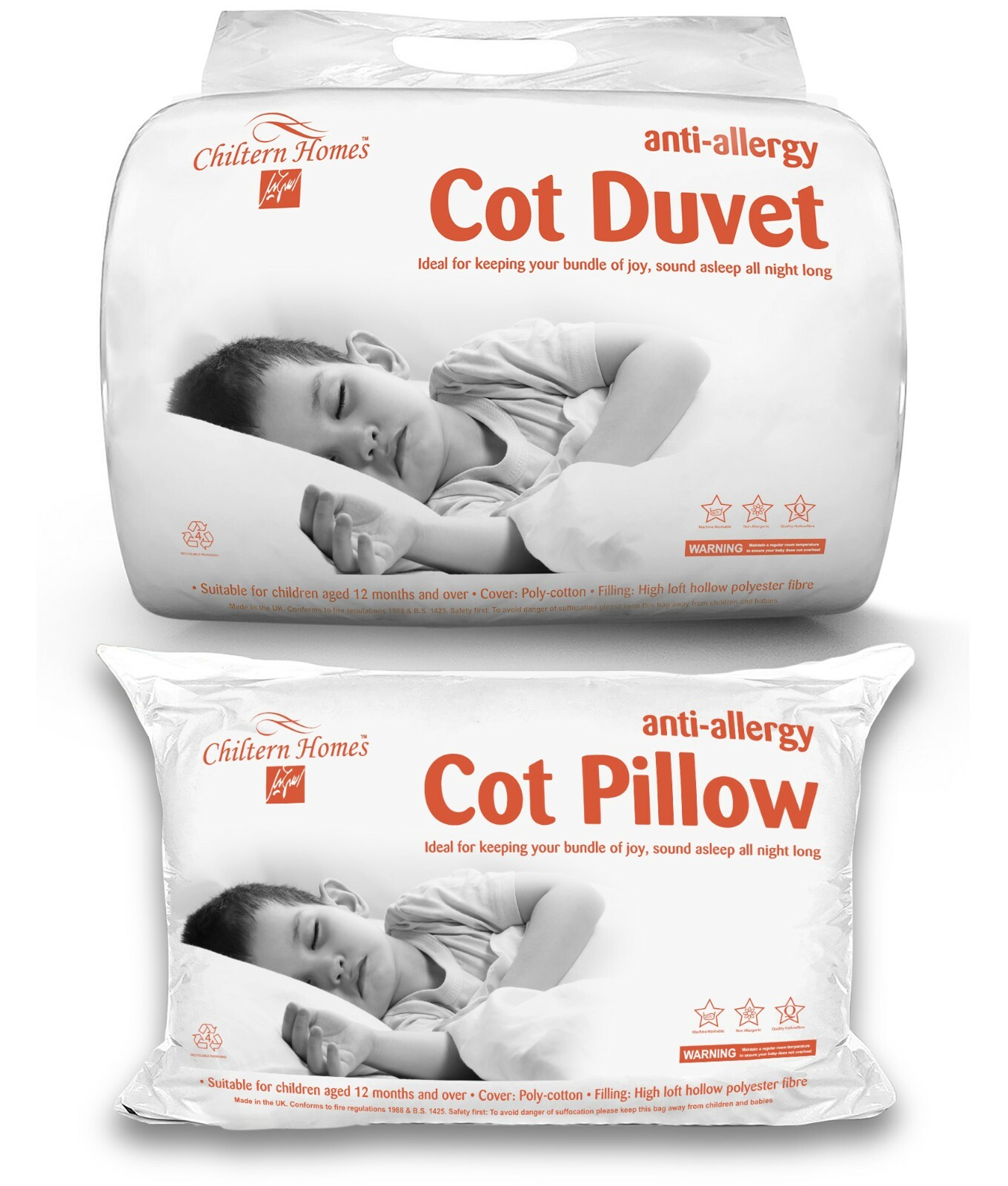 Nuovo set biancheria da letto bambini bambino anallergica lettino piumone 4,5, 7,5, 9 tog cuscino lettino foto 2
