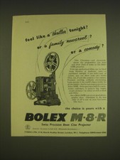 1955 Bolex M8R Projector Ad - Feel like a thriller tonight 