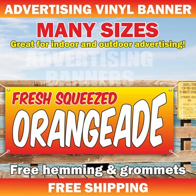 FRESH SQUEEZED ORANGEADE Advertising Banner Vinyl Mesh Sign Cold Ice Drink Bar