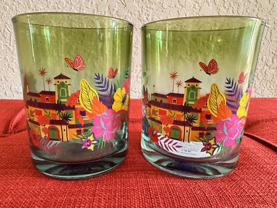 DISNEY PARKS Encanto Casitas Green Small Drinking Glasses Set of 2