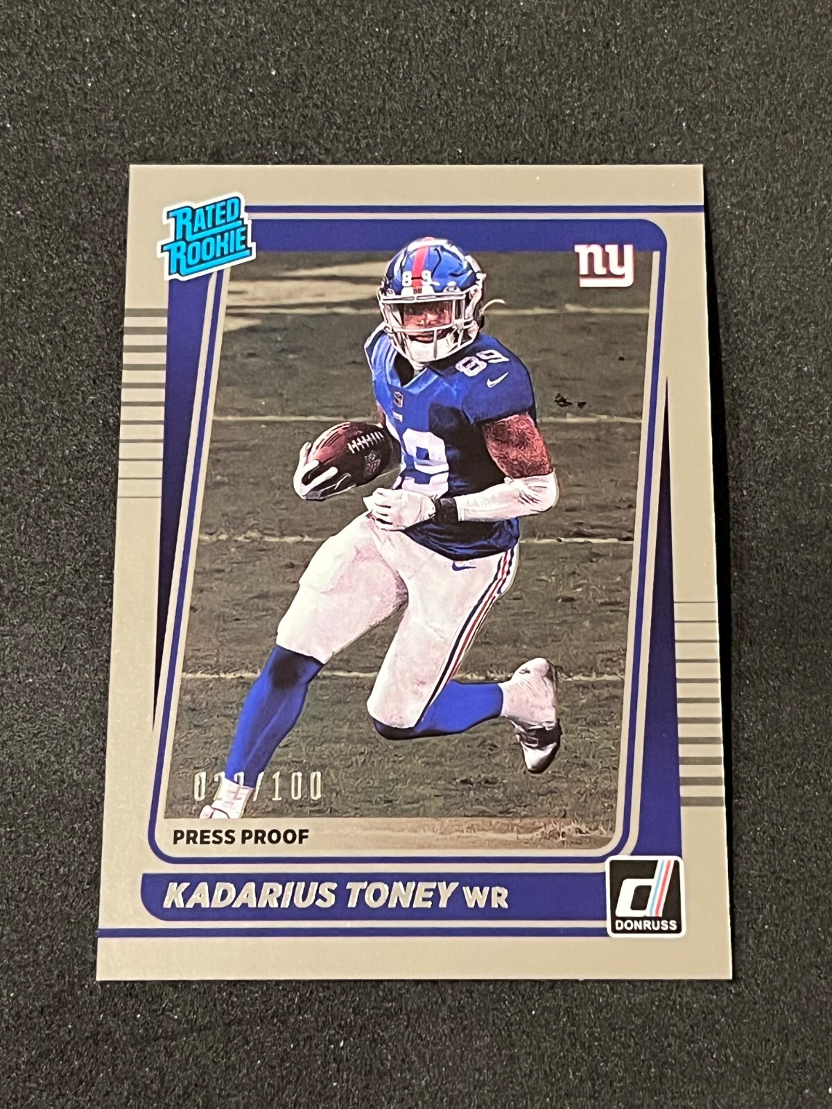 2021 Panini Donruss Kadarius Toney Rated Rookie Press Proof Silver 22/100 #264