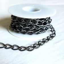 Bulk Jewelry Chain Gunmetal Plated Base Metal Textured Curb - 10 feet on Spool