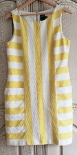 Taylor Women's 10 Yellow/White Stripe Textured Sleeveless Sheath Mini Dress Nice