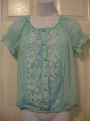 Women's NWT EYELASH couture sheer blouse shirt, XS