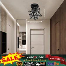 Modern Moravian Star Frosted Glass Ceiling Light Semi Flush Mount Lamp Fixture