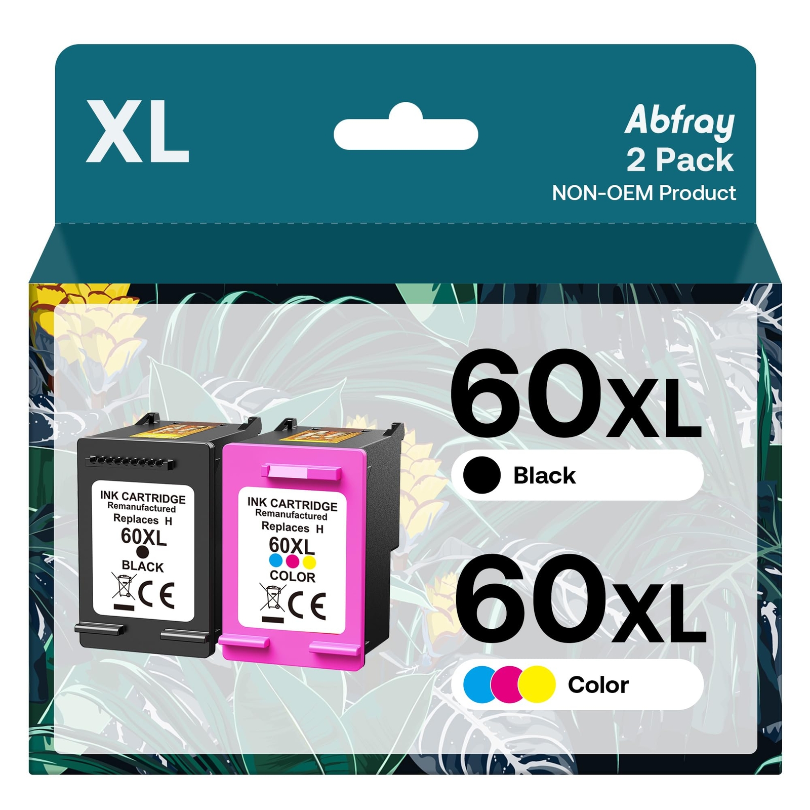 Abfray 60XL Ink Cartridges Combo Pack Replacement for HP 60 XL High Yield Rem...