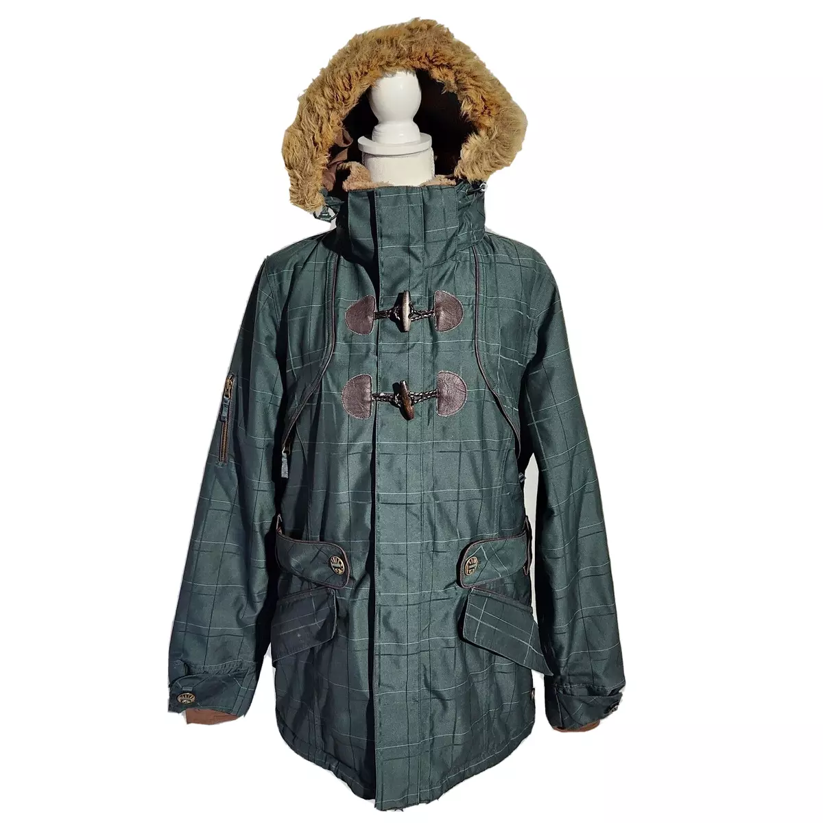 BURTON Tango DryRide Snowboarding Ski Jacket Women's Sz L Green Plaid