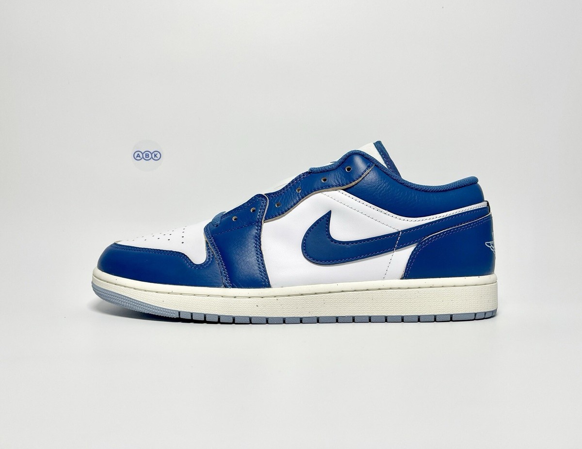 Mens Nike Air Jordan 1 Low SE White Sail Industrial Blue OG Retro