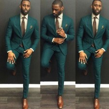 Men's Dark Green Wedding Suits 3 Piece Groom Tuxedos Formal Slim Fit Party Suits