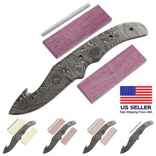 Damascus Knife Making Kit - Ace Gut Hook - 6 Handle Options - DIY Blade Kit