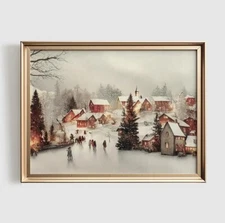 Winter Print | Watercolor Christmas Painting | PRINTABLE Wall Art | Festive