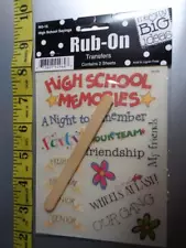 Me & My Big Ideas High School Sayings Rub On Transfer Sheet Scrapbook Crafts