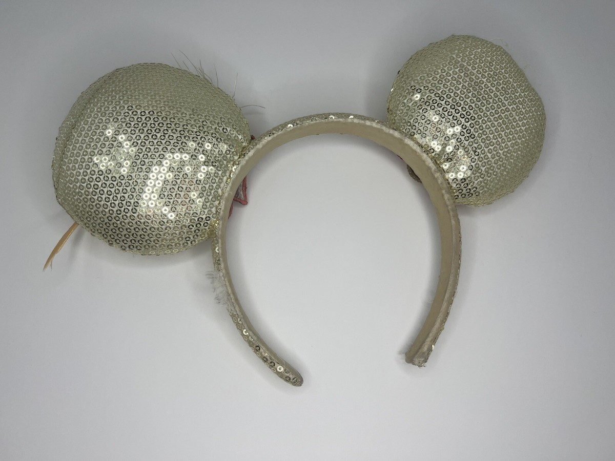 Disney Ears Gold Sequins Feather Flapper Minnie Mouse Roaring 20s Flower Disney Park Minnie Mouse Ears Gold Sequin Feather Roaring  main image 4