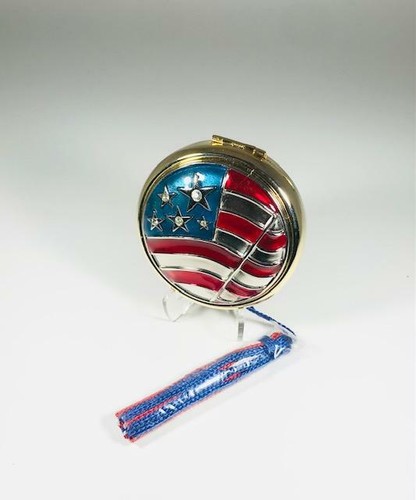 AMERICA STARS & STRIPES 1984 polvo compacto con borla--- raro/bonito