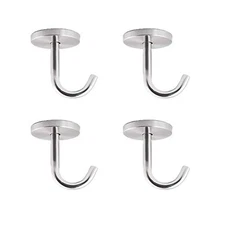 Stainless Steel Screws Mount Ceiling Hooks, Coat Hanger (2 INCH, 4 Pack)