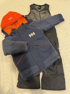 Helly Hansen Jacket & The North Face Bib Pants Set Navy Orange Gray Size 5 Both