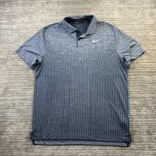 Nike Polo Shirt Mens Medium Blue Vapor Dri Fit ADV Golf Striped