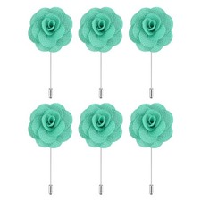 6Pcs Groom Boutonnieres Rose Boutonnieres Pins 3.5"x1.6" for Wedding Lake Green