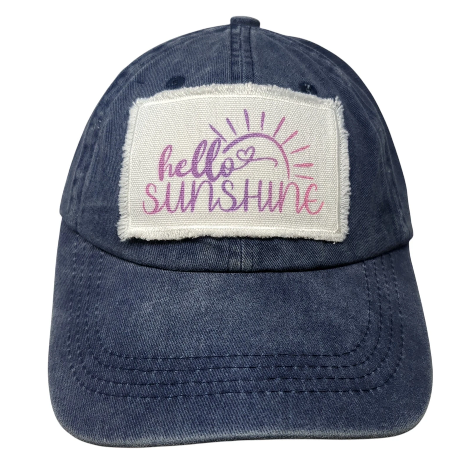 Hello Sunshine Slideback Baseball Cap Blue One Size Adjustable Vented Holes
