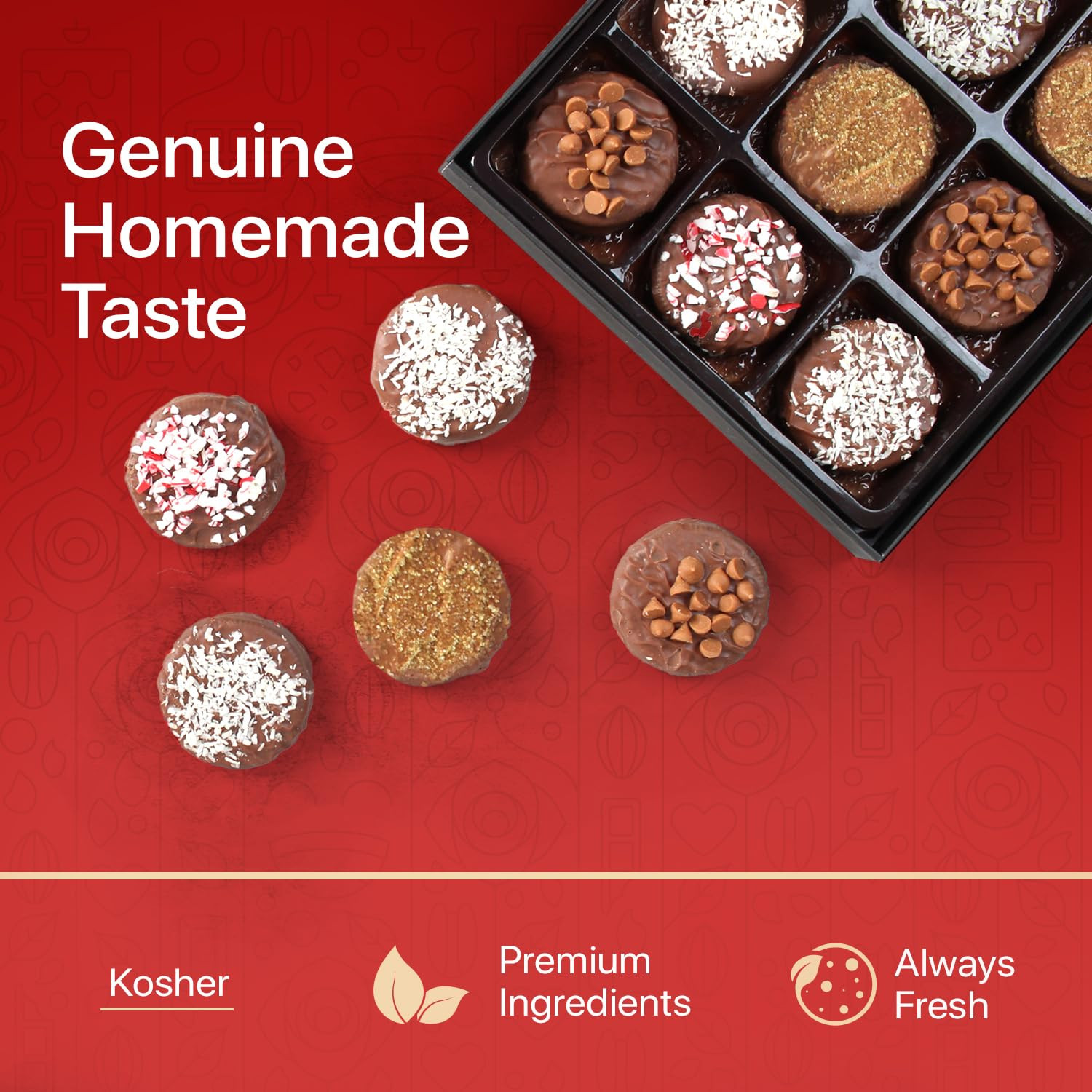 Gourmet Cookie Christmas Gift Basket – 12 Premium Cookies with Milk Chocolate & 