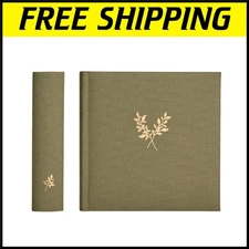 Luxurious Olive Linen Photo Album - 200 Acid-Free Pockets for Treasured Moments