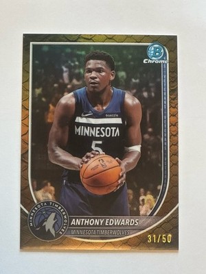 2025-26 Topps Bowman Chrome Anthony Edwards GOLD Reptilian Refractor #31/50