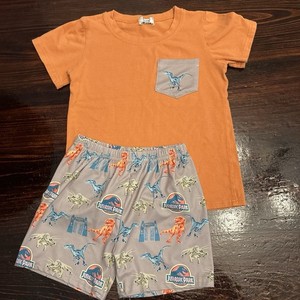 Sassy Stitches Jurassic Park Short Set 5T