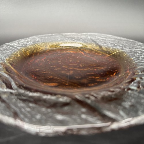 Vtg MCM 8.5 Inch Pertti Santalahti Humppila Glass Plate Clear And Amber - Picture 3 of 10
