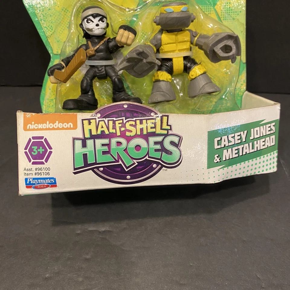 Nuevo en Paquete TMNT Teenage Mutant Ninja Turtles Half Shell Heroes Casey Jones y Cabeza de Metal Foto 2 de 4