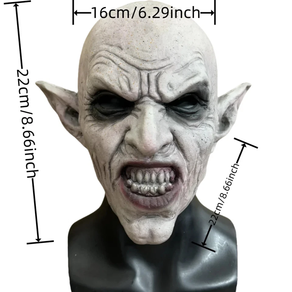 Vampir Latex Maske Grau Horror Halloween Cosplay Party Dekoration - Bild 4 von 4