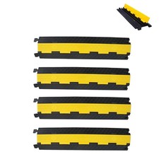 4 Packs Heavy Duty Cable Protector Ramp, 2 Channel Capacity Rubber Cable Ramps