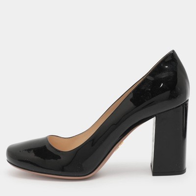 Prada Size 38 Black Patent Leather Pumps | eBay