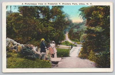Utica New York Frederick T Proctors Park Bridge & Walkers um 1915