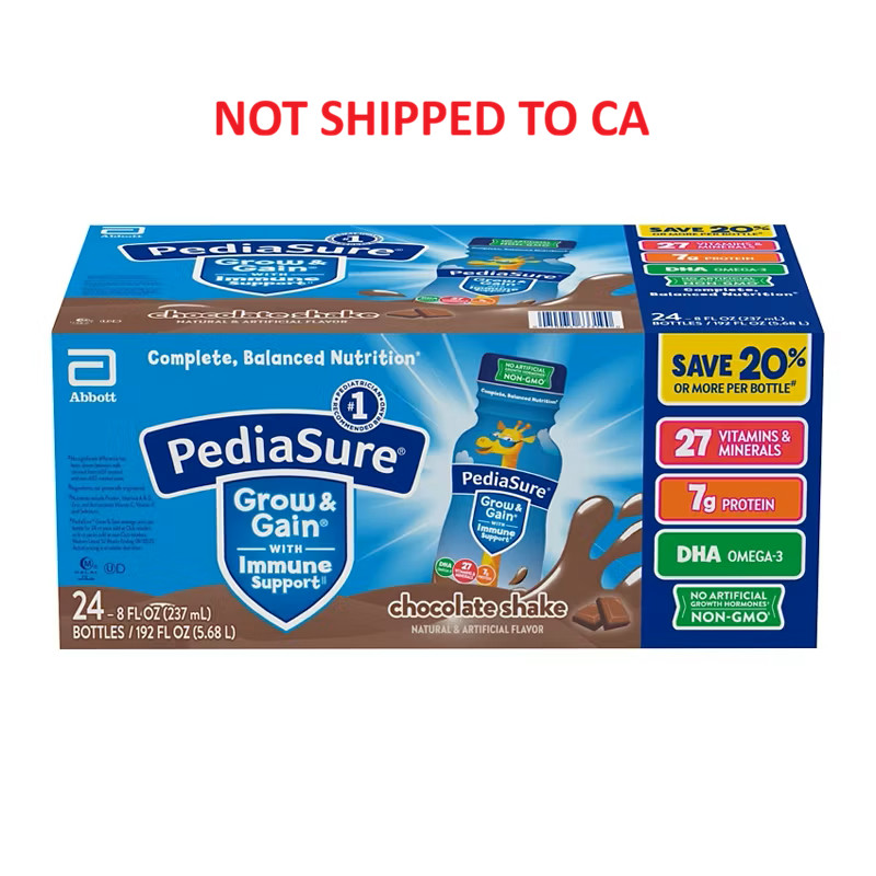 PediaSure Grow & Gain Chocolate Kids Shake 24 Pack 8oz Immune Support Protein