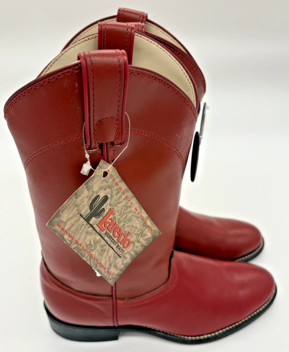 Vtg Laredo Roper Fringe Kiltie Boots Red Leather w/ Brown Laces Womens 7.5 M USA Red Laredo M Width Boots for Women for sale | eBay main image 4