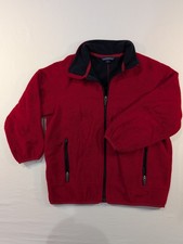 Lands End Boys Jacket Red Full Zip Casual Fleece Regular Size 6x